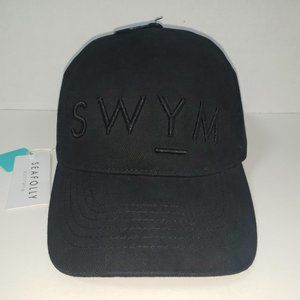 Womens Seafolly "SWYM" Black Baseball Cap with Adjustable Metal Buckle Strap